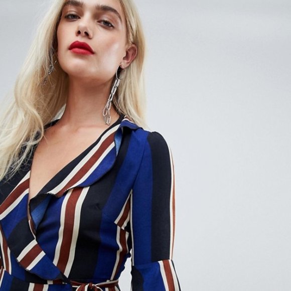 Outrageous Fortune ASOS Ruffle Wrap Dress NWT - Picture 3 of 6